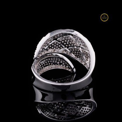 Micro Pave Lab Diamond Crossover Statement Ring Wedding Band - View 4