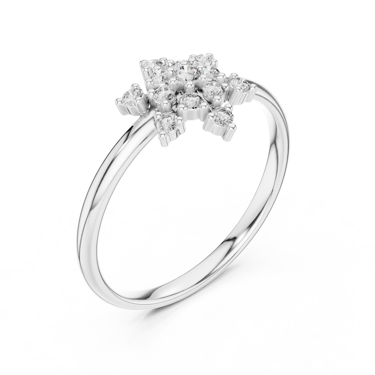 Crafted Cluster Setting Round Lab Diamond Anniversary Ring - View 4
