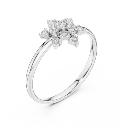 Crafted Cluster Setting Round Lab Diamond Anniversary Ring - View 4