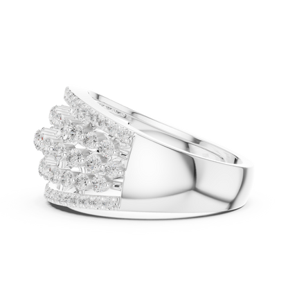 Multi Row Round Lab Diamond Wide Band Ring - View 10
