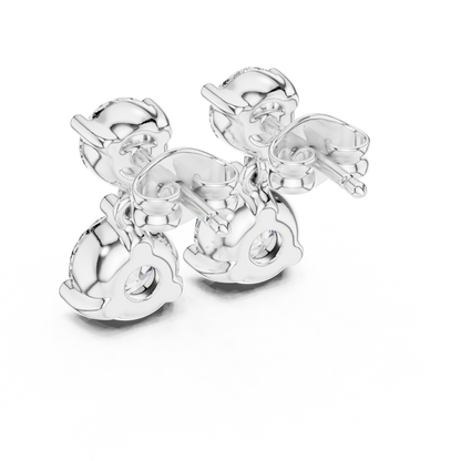 Dual Brilliance Round Moissanite Diamond Drop Earrings with Graduated Two Stone Design - View 7