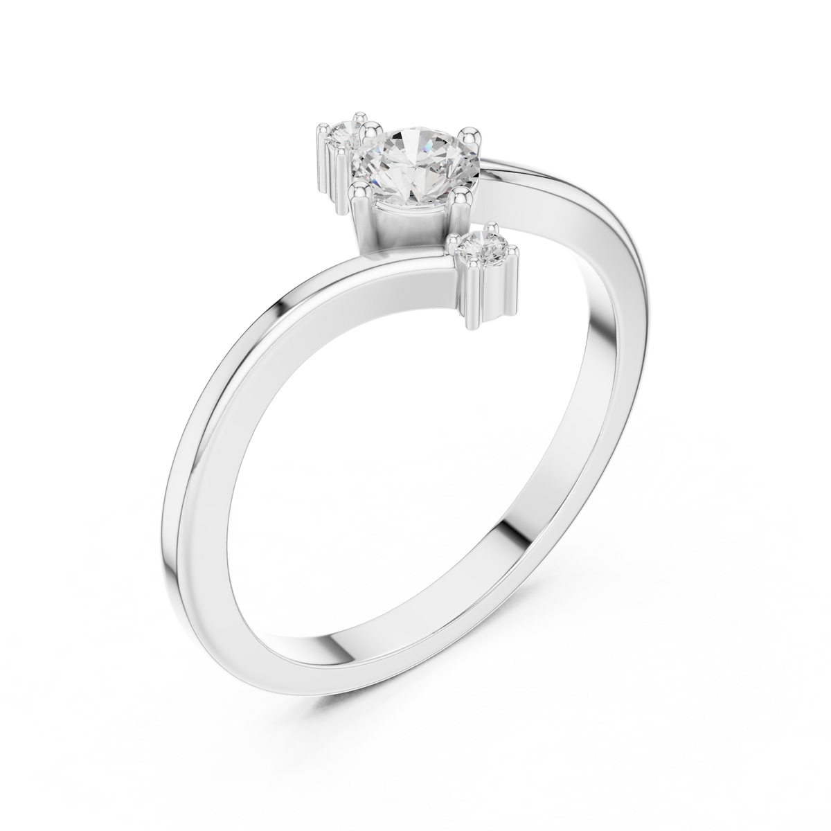 Round Contemporary Lab Diamond Bypass Ring - View 4
