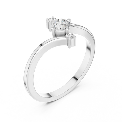 Round Contemporary Lab Diamond Bypass Ring - View 4