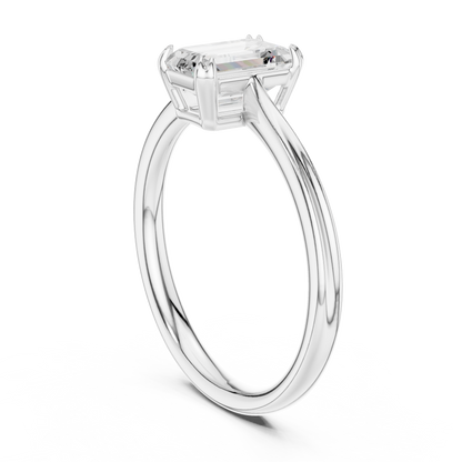 Emerald Cut Lab Diamond Solitaire Engagement Ring - View 7
