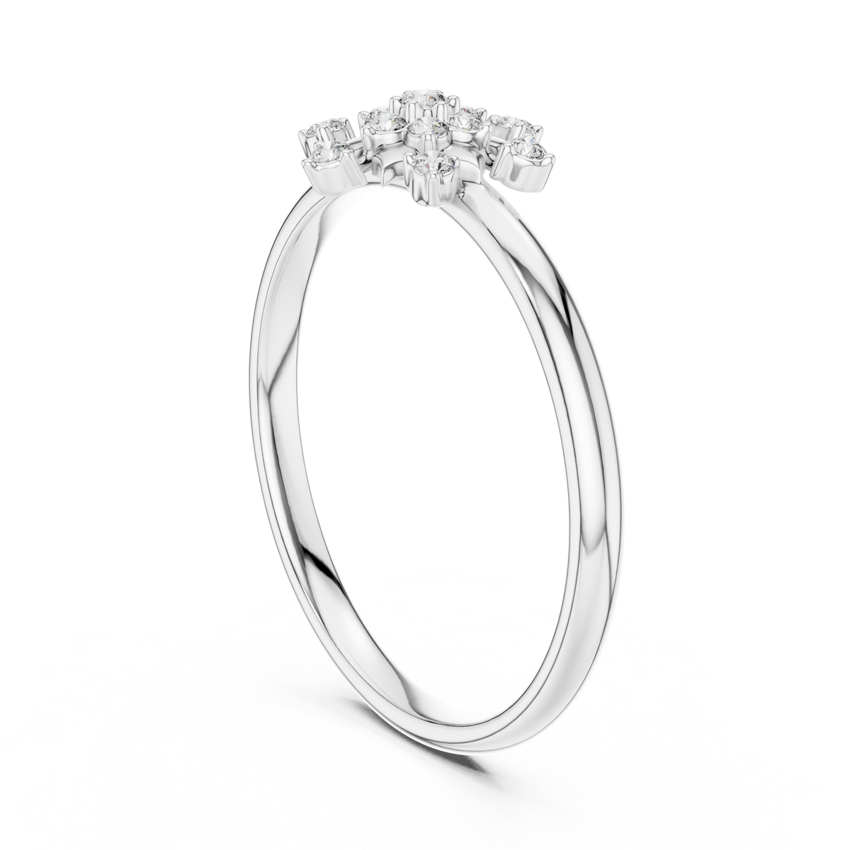 Round Lab Diamond Floral Cluster Ring - View 7