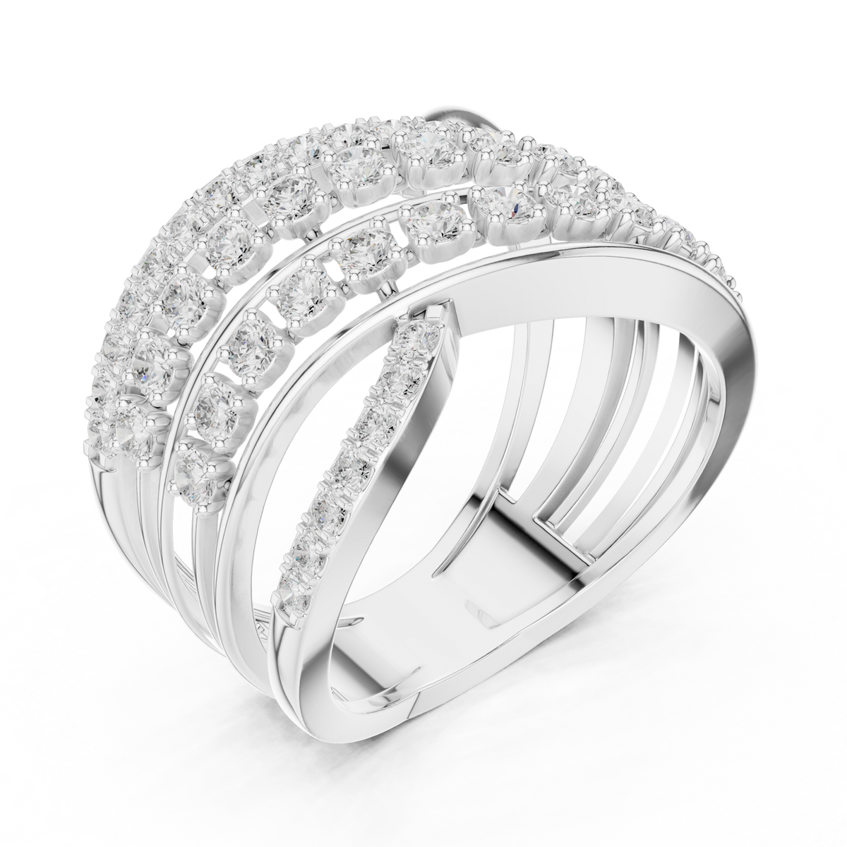 round lab diamond multi layer crossover engagement ring - view 7