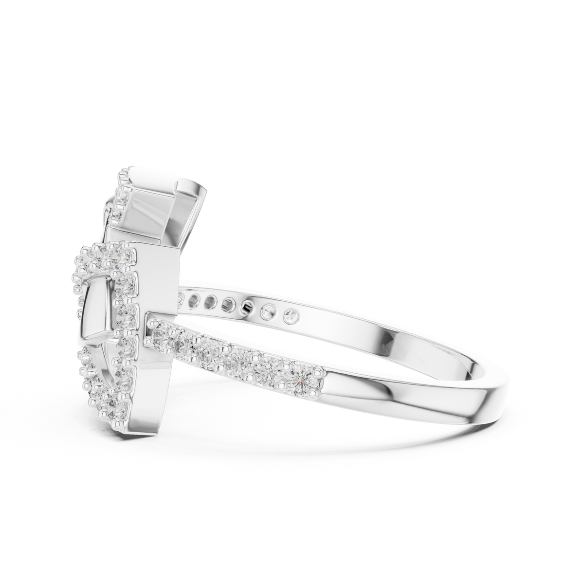 interlocking geometric pave round moissanite diamond statement engagement ring - view 10