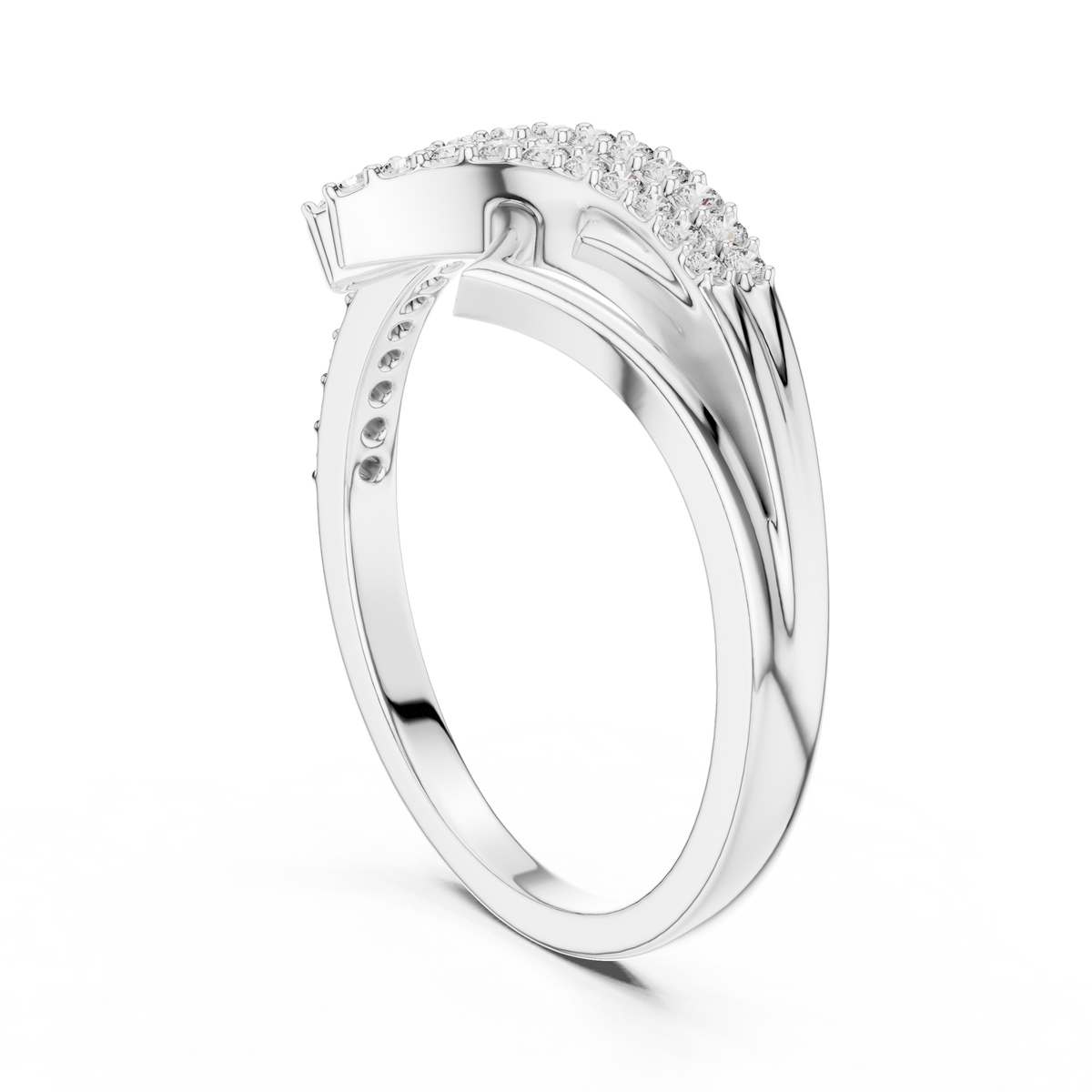 crossover pave setting round lab diamond engagement ring - view 7