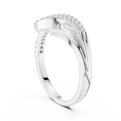 Crossover Pave Setting Round Lab Diamond Engagement Ring - View 7