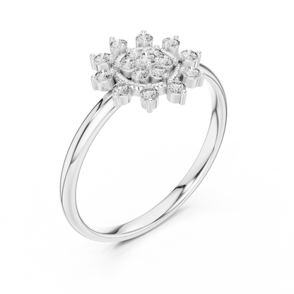 Round Cut Cluster Floral Lab Diamond Split Shank Ring - View 4