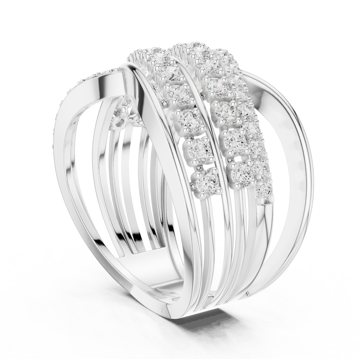 round moissanite diamond multi layer crossover engagement ring - view 4