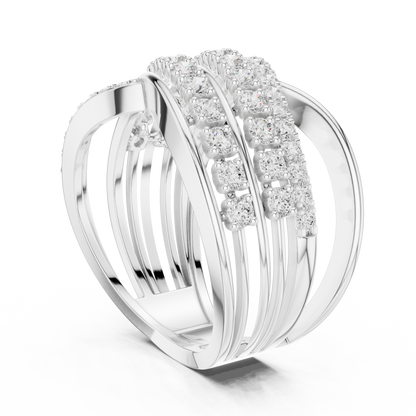 Round Moissanite Diamond Multi Layer Crossover Engagement Ring - View 4