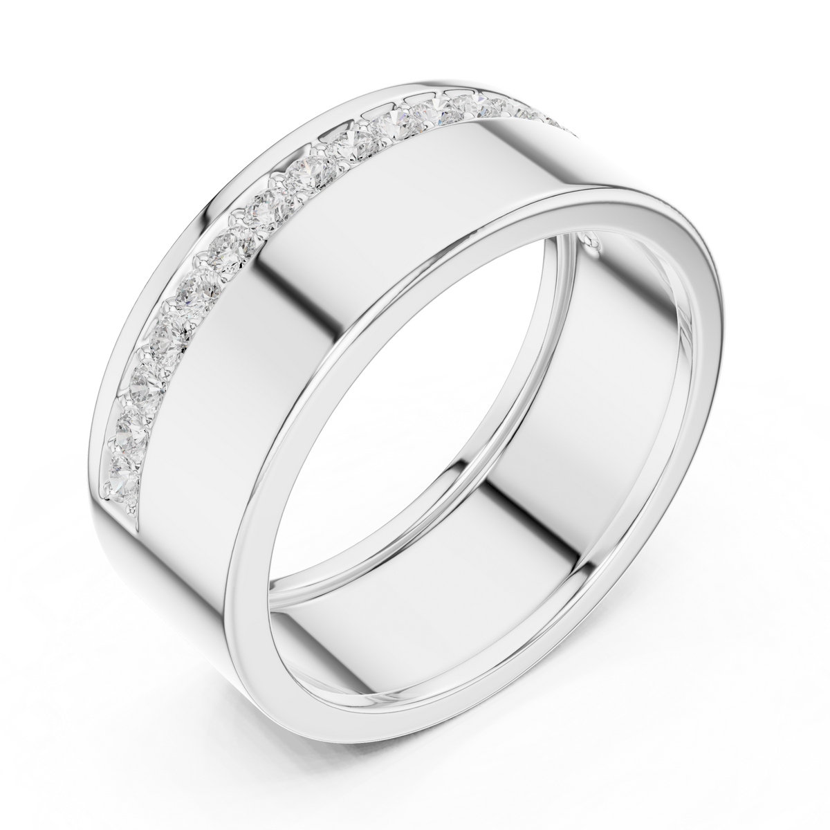 round cut moissanite diamond men's wide channel set eternity band - view 4