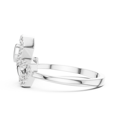 Round Cut Trio Lab Diamond Statement Ring Triple Cluster - View 10