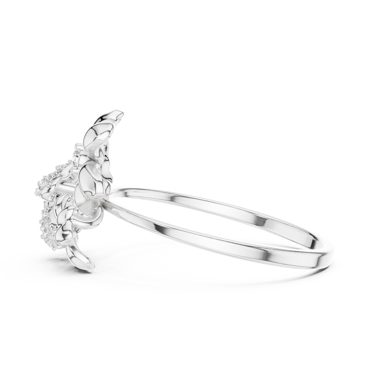 round moissanite diamond floral cluster statement ring - view 10