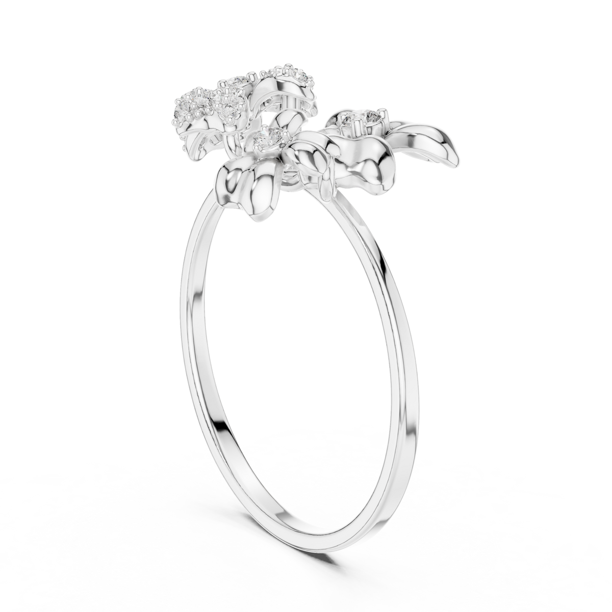 round moissanite diamond floral cluster statement ring - view 7