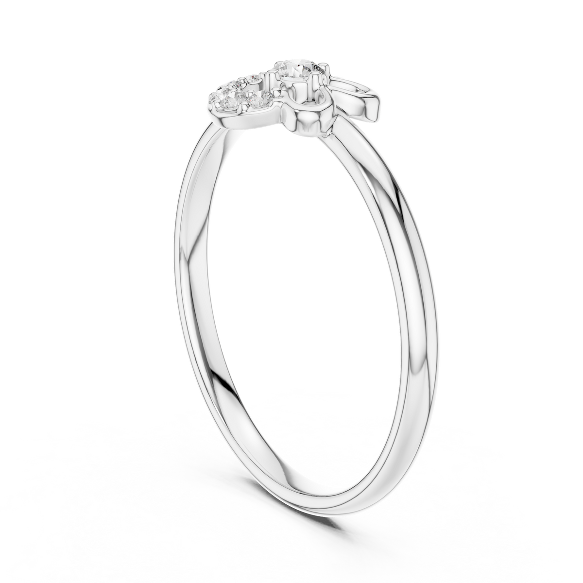 Floral Loop Round Cut Lab Diamond Statement Engagement Ring - View 7