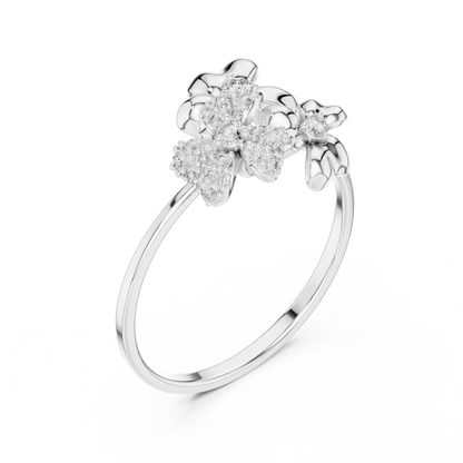 Round Lab Diamond Floral Cluster Statement Ring - View 4
