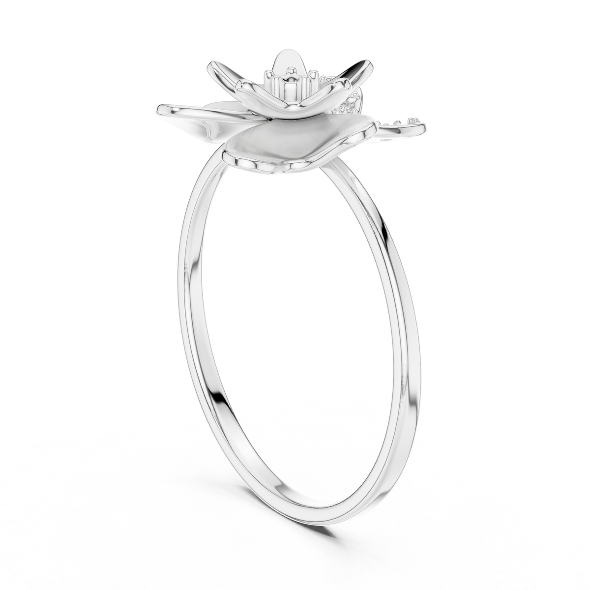 Floral Lab Diamond Statement Promise Ring - View 7