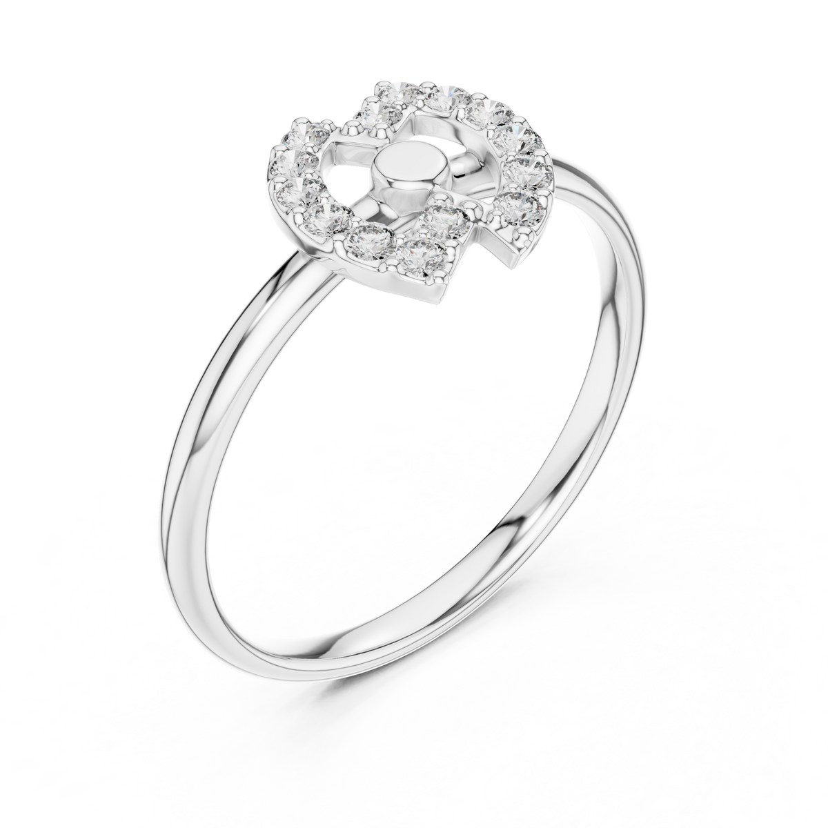 Round Diamond Open Circle Halo Moissanite Diamond Ring - View 4