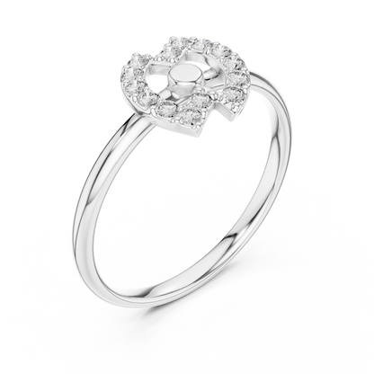 Round Diamond Open Circle Halo Moissanite Diamond Ring - View 4