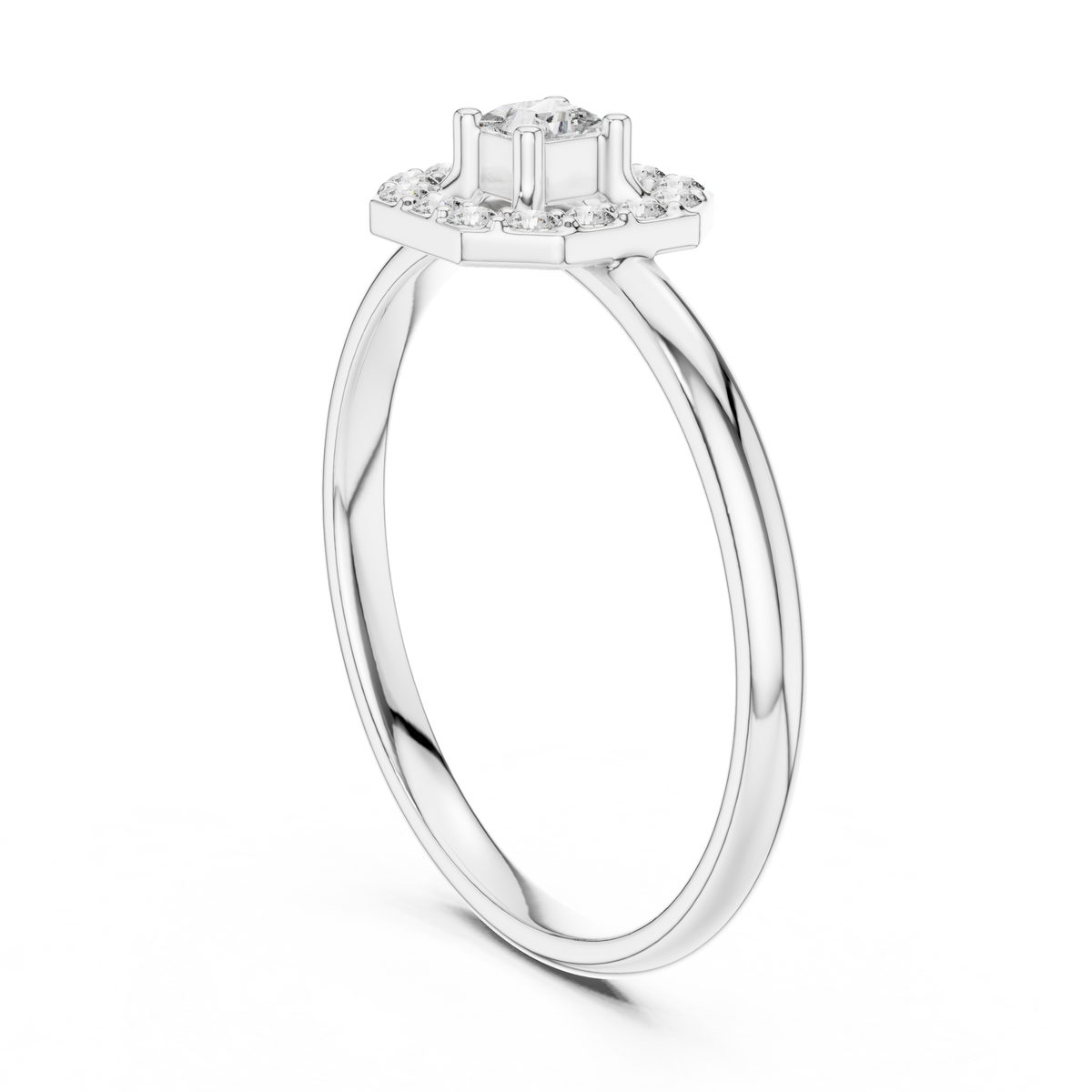 Princess Cut Octagonal Halo Lab Diamond Ring - View 7