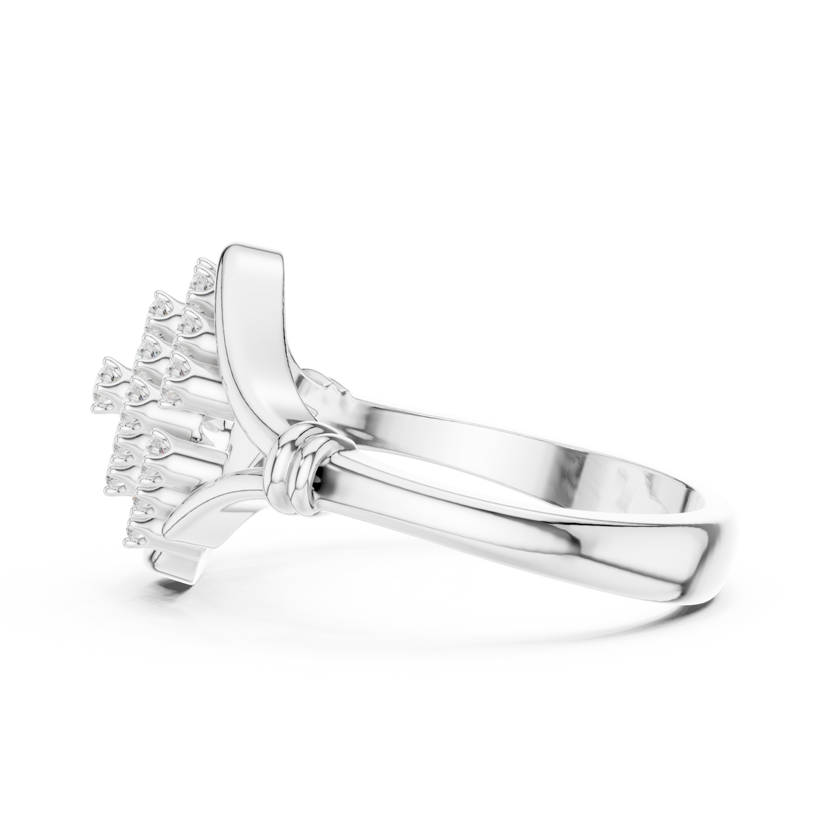 Round Cut Lab Diamond Ring Elegant Wave Framed Design - View 10