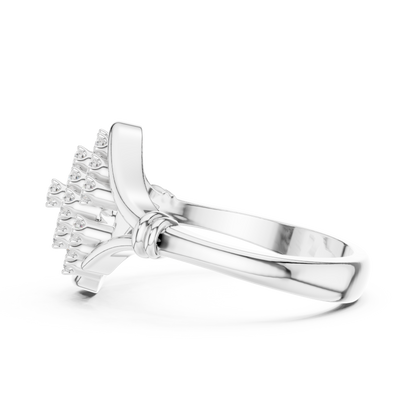 Round Cut Lab Diamond Ring Elegant Wave Framed Design - View 10