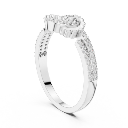 Round Cut Moissanite Diamond Interlinked Halo Statement Ring Pave Band - View 7