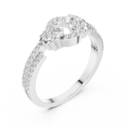 Round Cut Moissanite Diamond Interlinked Halo Statement Ring Pave Band - View 4