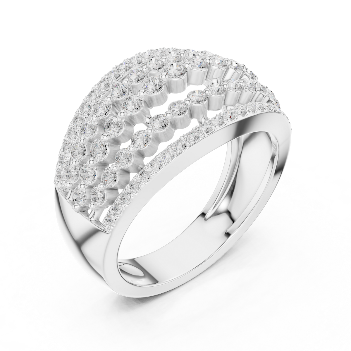 multi row round lab diamond wide band ring - view 4
