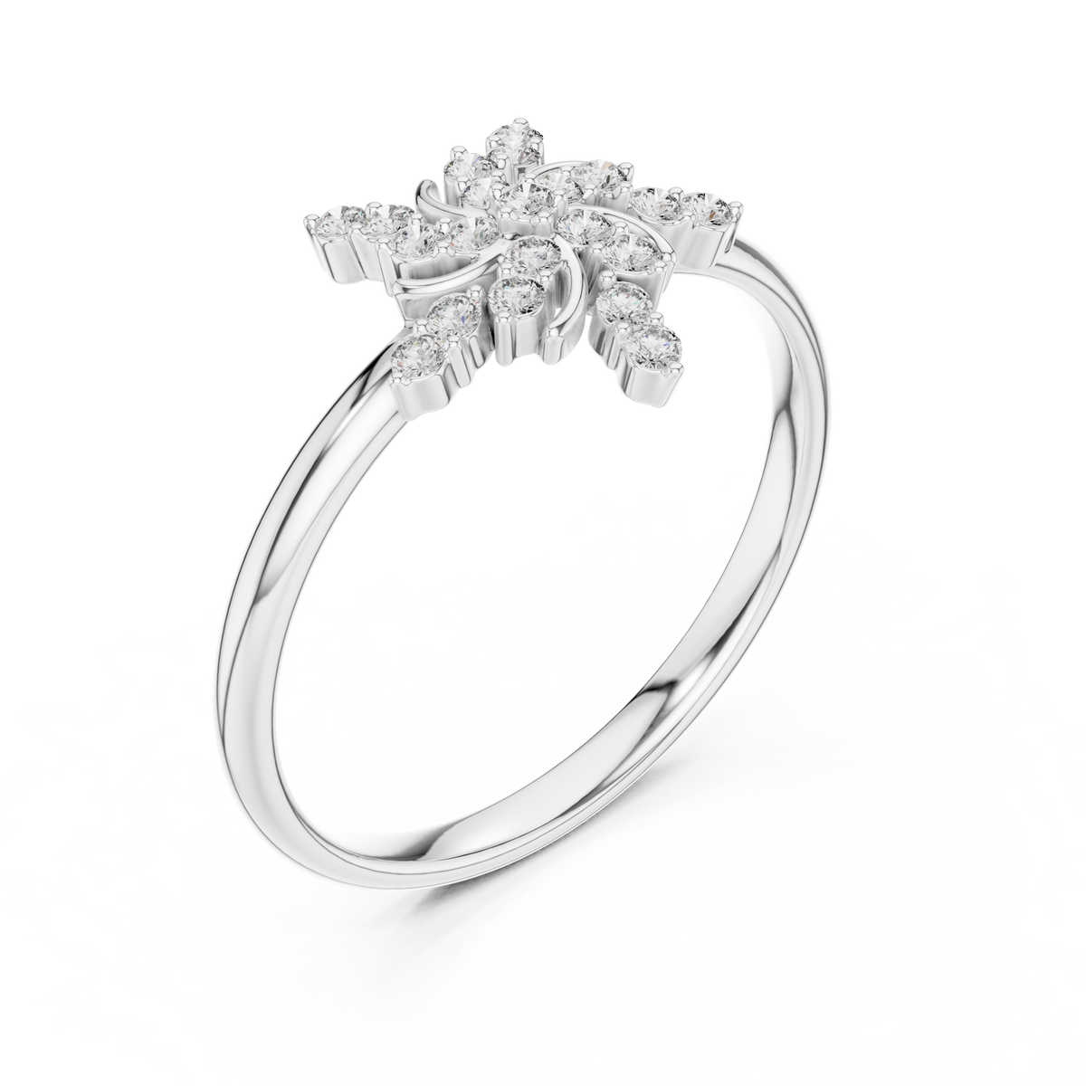 Floral Cluster Round Cut Lab Diamond Statement Ring - View 4
