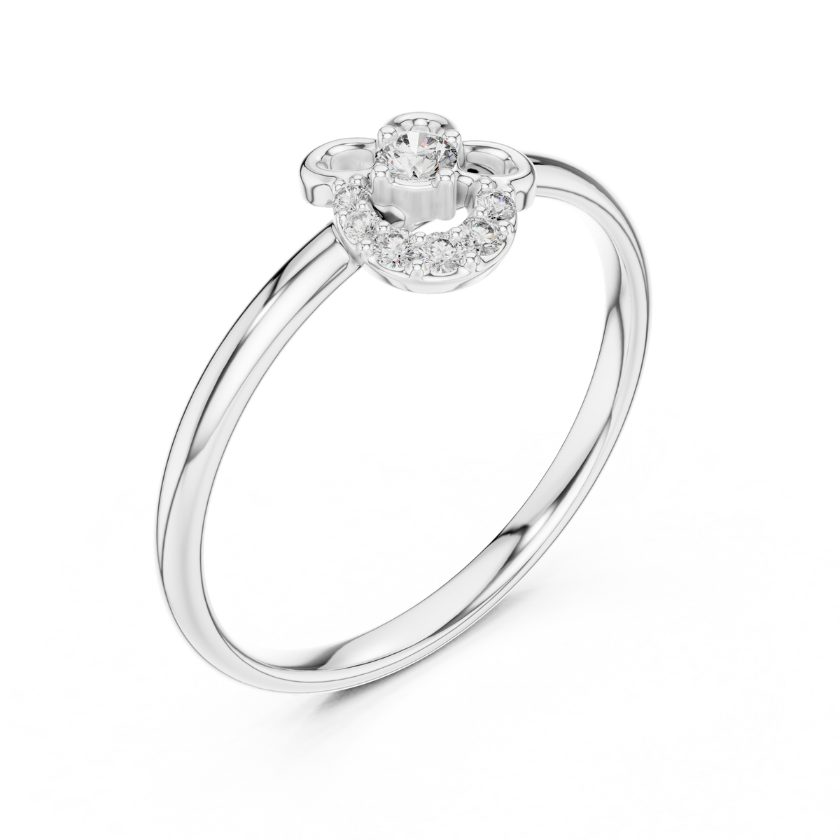 Floral Loop Round Cut Lab Diamond Statement Engagement Ring - View 4