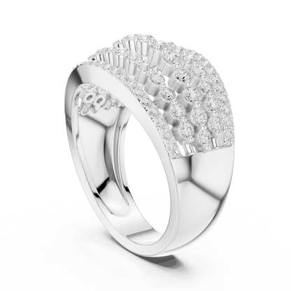 Multi Row Round Lab Diamond Wide Band Ring - View 7