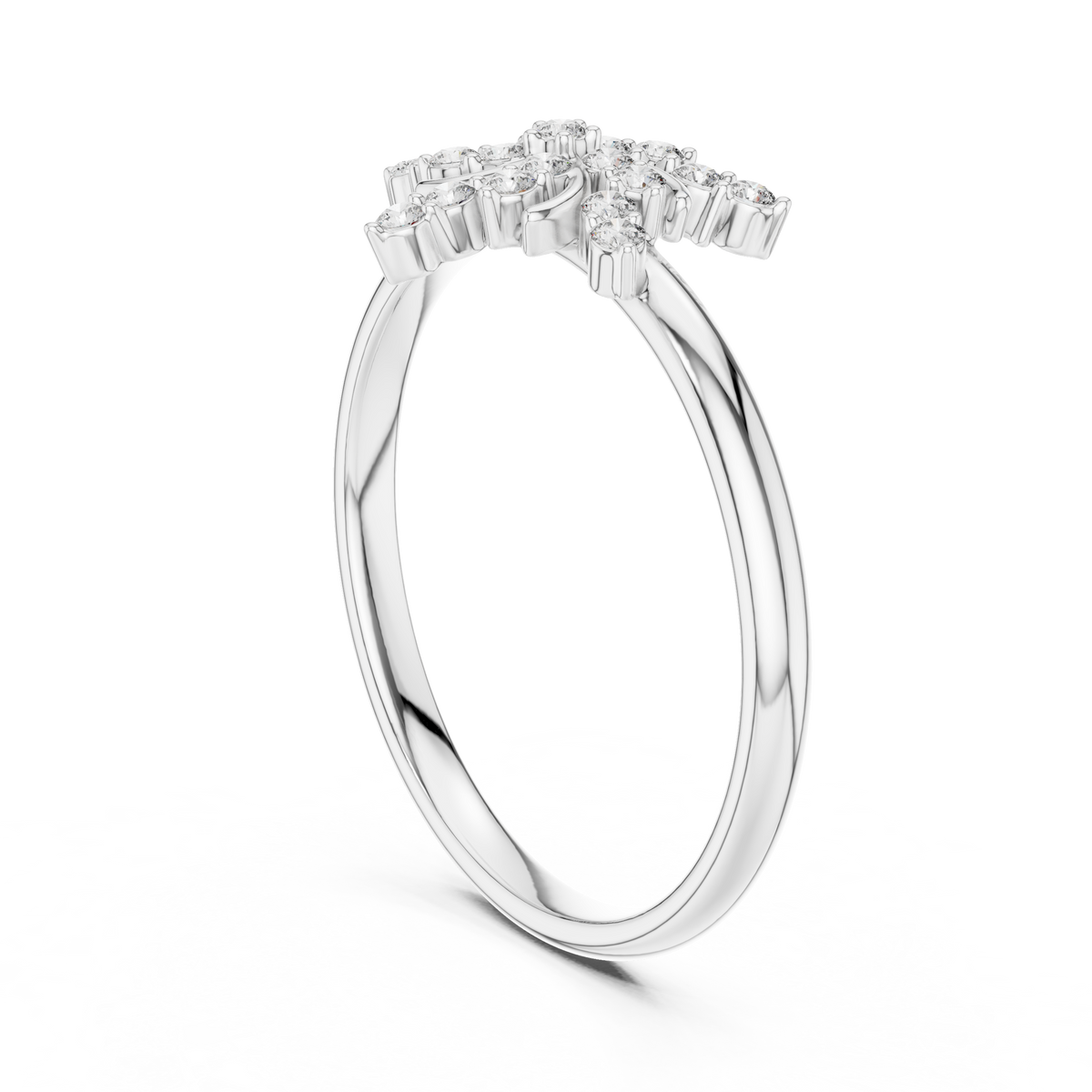 floral cluster round cut lab diamond statement ring - view 7