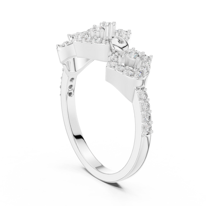 Round Cut Crown Moissanite Diamond Statement Ring - View 7