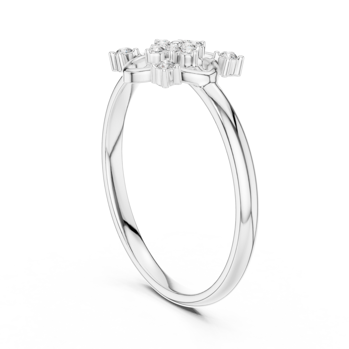 round lab diamond clover floral ring - view 7