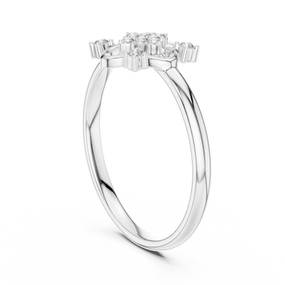 Round Lab Diamond Clover Floral Ring - View 7