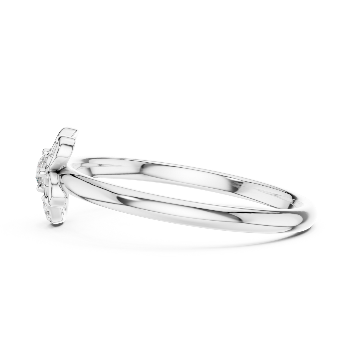 Floral Loop Round Cut Lab Diamond Statement Engagement Ring - View 10