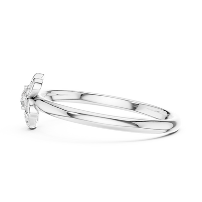 Floral Loop Round Cut Lab Diamond Statement Engagement Ring - View 10