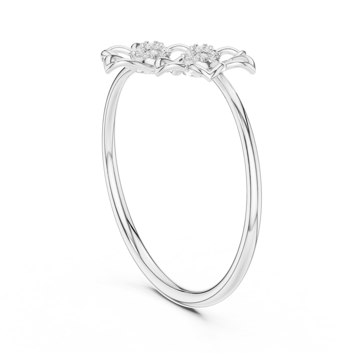 double flower round lab diamond openwork floral ring - view 7