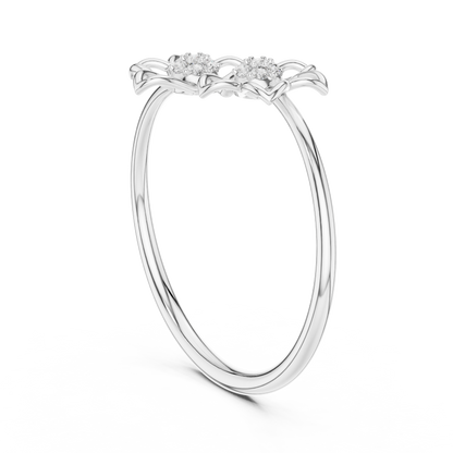 Double Flower Round Lab Diamond Openwork Floral Ring - View 7
