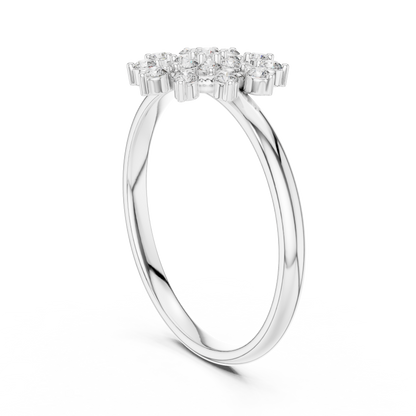 Round Cut Cluster Floral Lab Diamond Split Shank Ring - View 7