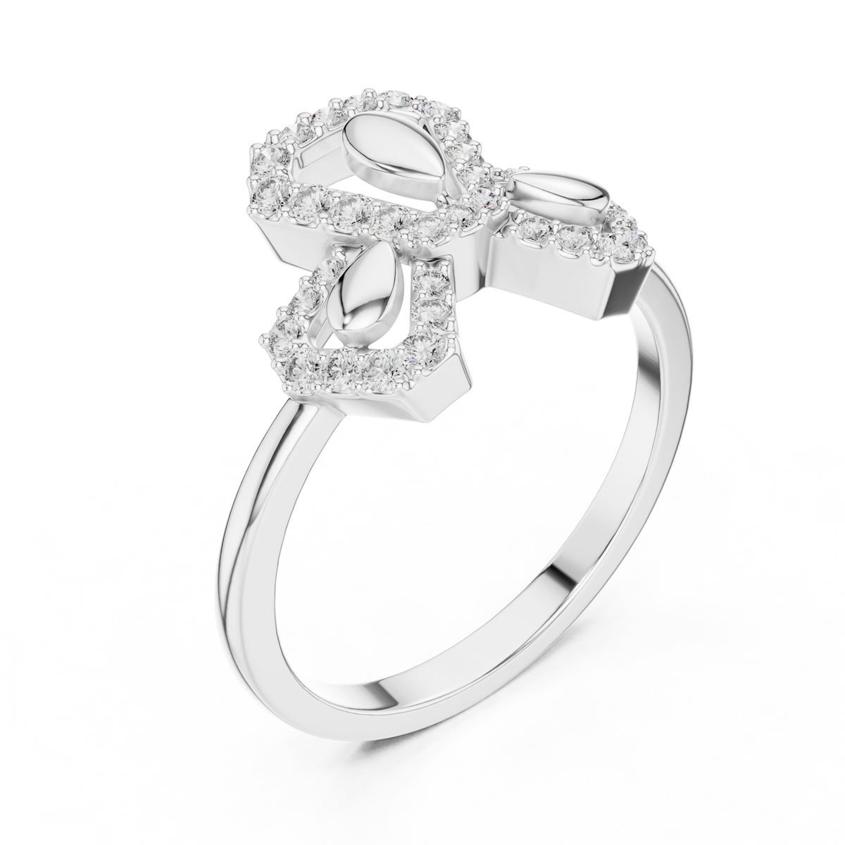Round Cut Trio Lab Diamond Statement Ring Triple Cluster - View 4