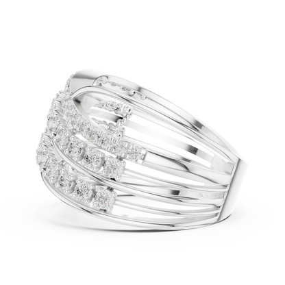 Round Lab Diamond Multi Layer Crossover Engagement Ring - View 10