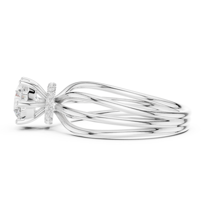 Triple Row Round Lab Diamond Solitaire Engagement Ring - View 10