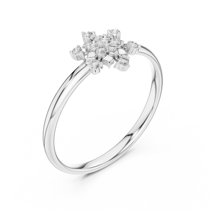 Round Lab Diamond Floral Cluster Ring - View 4