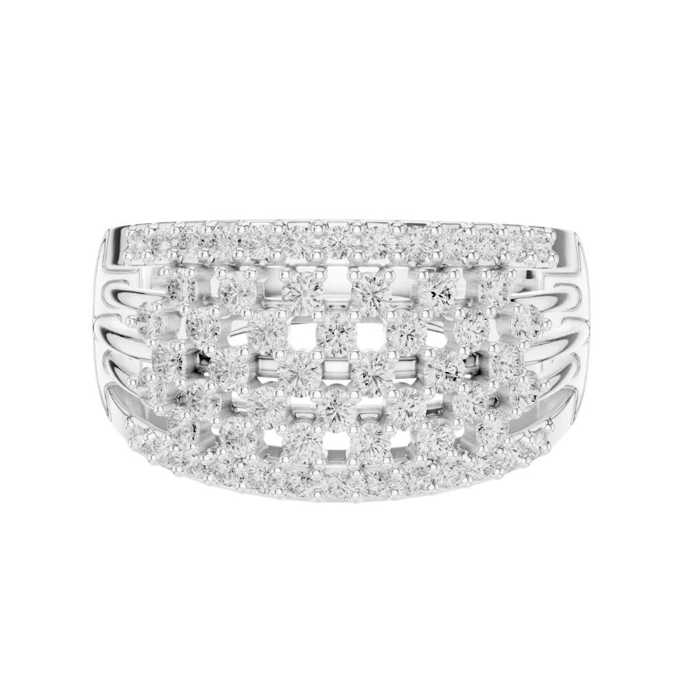 Round Cut Multi Row Pave Lab Diamond Statement Band Ring - View 3