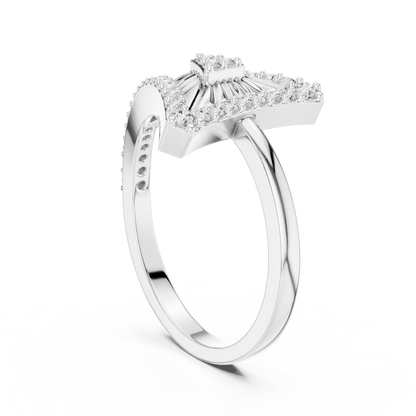 Triangle Round Moissanite Diamond Statement Ring Geometric Pave Design - View 7
