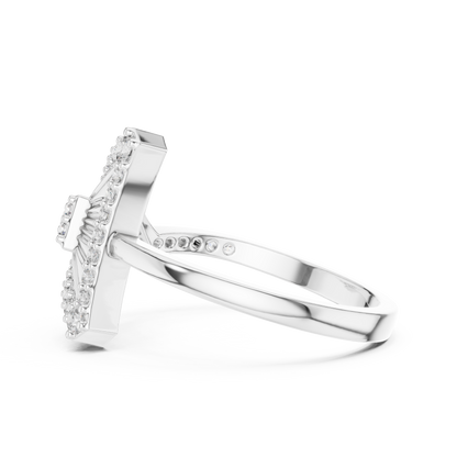 Triangle Round Moissanite Diamond Statement Ring Geometric Pave Design - View 10